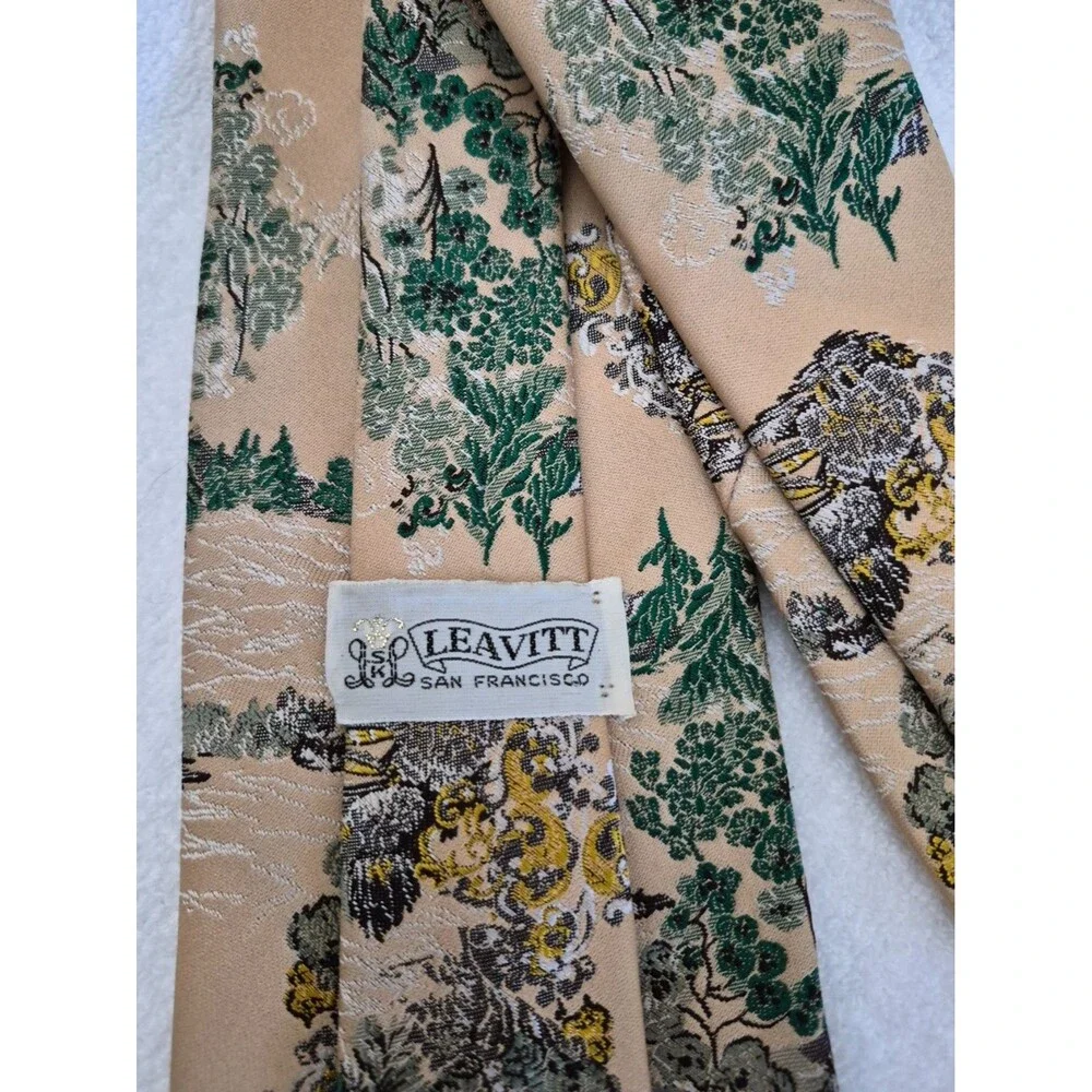 Oleg Cassini Tie Vintage SK Leavitt San Francisco Retro Trees Scenery 1960s